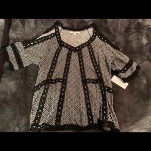 black and white off shoulder blouse